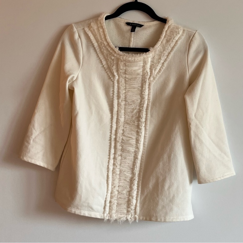 CREAM BANANA REPUBLIC 3/4 SLEEVE SWEATSHIRT